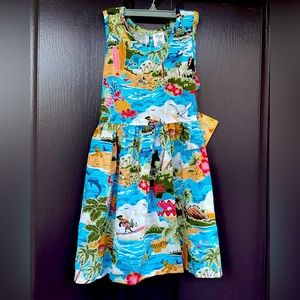 New! Adorable Disney Hawaiian Tropical Tie-back Dress Size  7/8